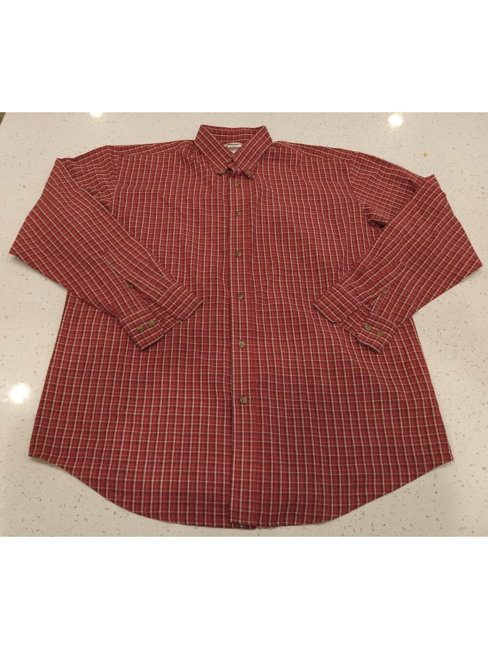 Wrangler Riata Shirt Mens XL Red White Plaid Long Sleeve Button Down Cotton L
